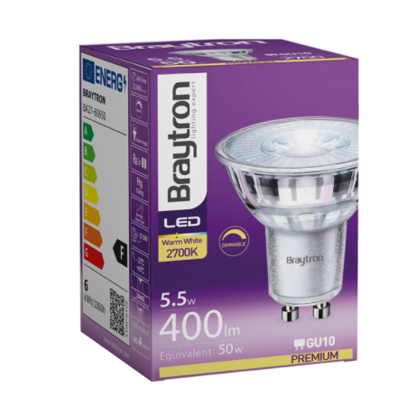 DİM EDİLEBİLEN PREMIUM-5.5W-GU10-38D-DIM-GLS-2700K-LED Ampul