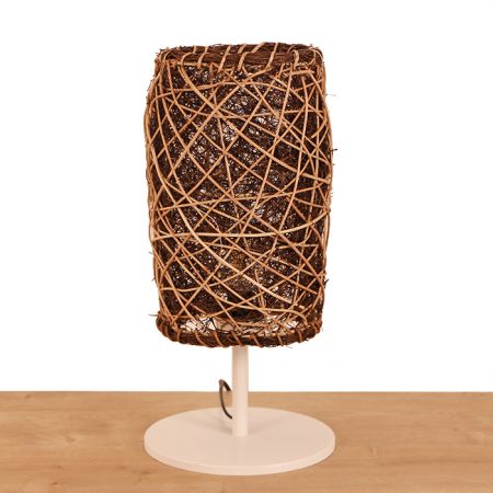 Afrika 20x45x20 cm. Beyaz Ayaklı Rattan Masa Lambası