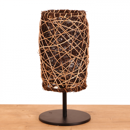 Afrika 20x45x20 cm. Siyah Ayaklı Rattan Masa Lambası