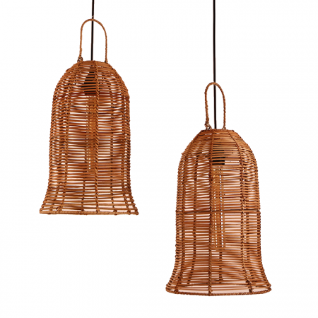 Birsen İkili 25x40 x50 cm. Rattan Avize Seti