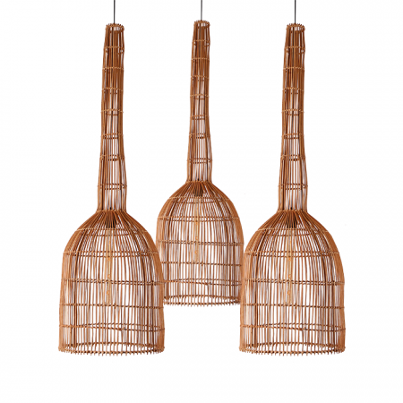 Ceren 35x120 cm. Üçlü Rattan Avize Seti