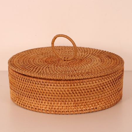 Ebru 30x10 cm. Rattan Kapaklı Bölmeli  Saklama Kutusu