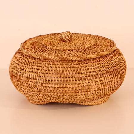 Hitit Rattan 28x14 cm. Kapaklı Saklama Kutusu