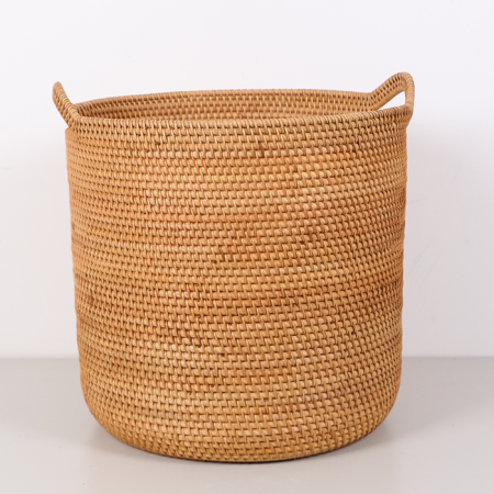 Defne 45x45 cm. Kulplu Dekoratif Rattan Sepet