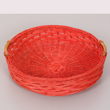 Rattan Kulp Tasarımlı Kırmızı Renk 35x 7/8 cm. Rattan Tepsi