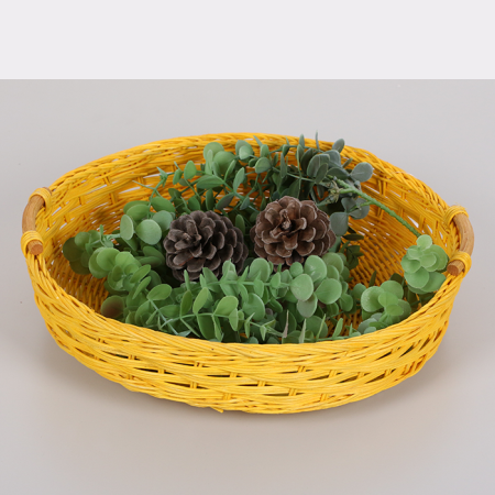 Rattan Kulp Tasarımlı Sarı 35x 7/8 cm. Rattan Tepsi